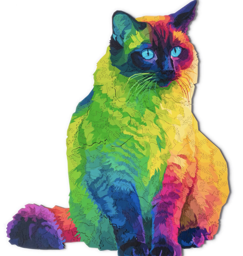 在这个彩色的拼图游戏中汇集了几十只喜怒无常的猫