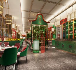 深圳廣式點心茶樓悅得閑餐廳店面設(shè)計