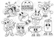 快餐零食矢量插画