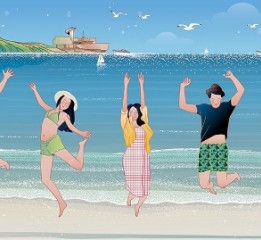 山東插畫-威海旅游風(fēng)景插畫-成山頭-