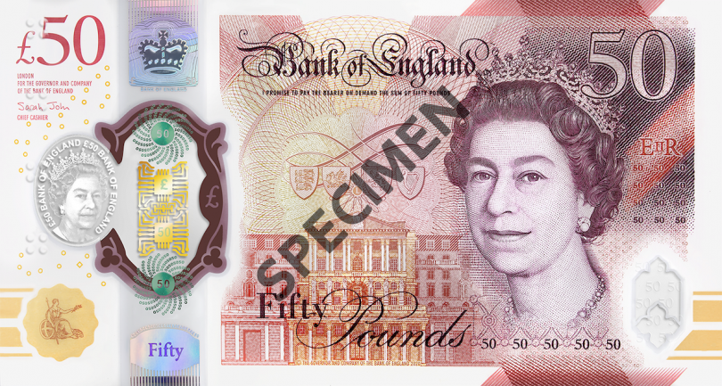 仔细看看新的50英镑纸币的设计
