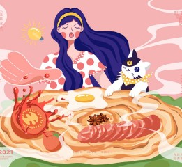 手抓餅/蔥油餅食品包裝/原創(chuàng)插畫包裝