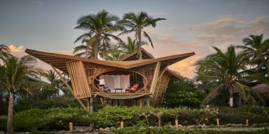 為這個度假勝地設計了一系列竹子樹屋