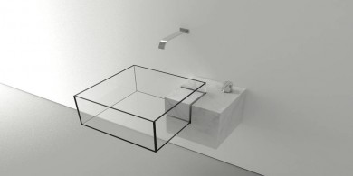 大理石和玻璃制成的隱形浴室水槽