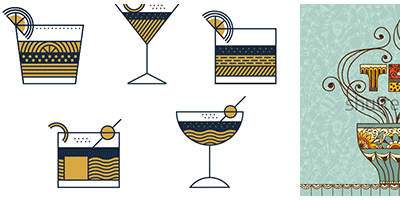 創造了一個杯墊設計，為不同類型的飲的相關圖片