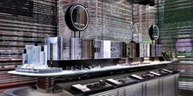 用16000根高6米的金屬管包裹起來的雅詩蘭黛展館設計