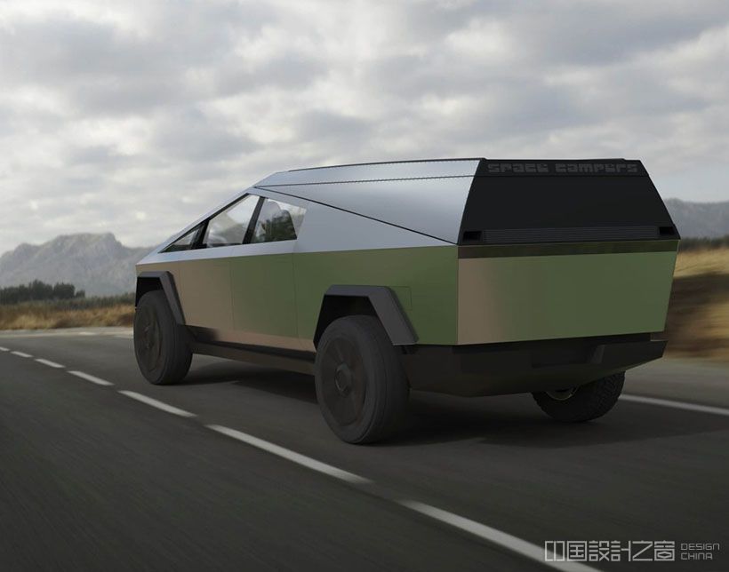 Space Camper: Wedge-Style Pop-up Camper for Tesla Cybertruck