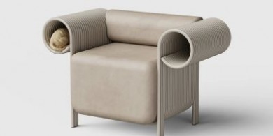 Flow沙发是一把舒适的扶手椅，具有螺旋形扶手