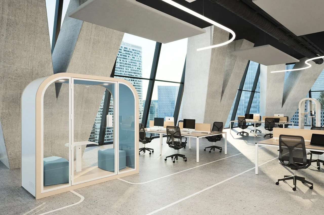 这款时尚的声学舱是未来现代办公室的工作间