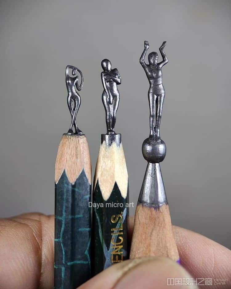 Miniature Pencil Sculptures by Daya Micro Art