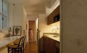 混凝土箱體界定：廚房與客廳界限設計